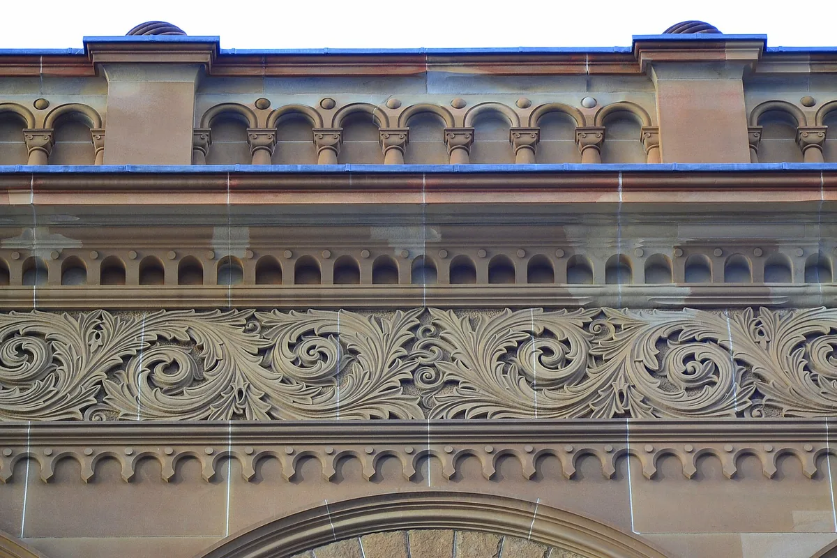 Ornate exterior detail of the Queen Victoria Building in central Sydney